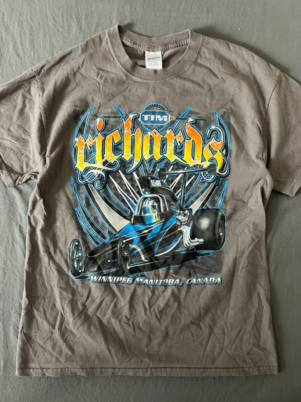 Tim Richards Racing Tee Men's Large Gildan Tag Winnipeg Manitoba